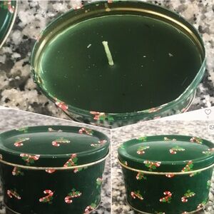 CANDY CANES APPLE  CHRISTMAS TIN BOX CANDLE